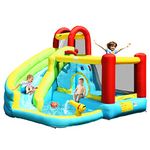 HONEY JOY Inflatable Water Slide, Water Bounce House & Water Park w/Splash Pool & Slides, Climbing Wall, Indoor Outdoor Blow up Water Slides Inflatables for Kids and Adults Backyard(Without Blower)