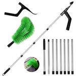 2-in-1 Gutter Cleaning Tools, 320cm Gutter Cleaning Tools Telescopic with Gutter Brush & Leaf Shovel, Gutter Cleaner with 8-Section Pole Telescopic Gutter Cleaner for Leaves Debris Window Spider Web