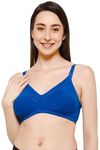 Intimacy Cotton Nursing Bra for Women Maternity Feeding Bra Front Opening Buckles Adjustable Straps Seamless Non-Wired Non-Padded Full Coverage Comfortable Support Post Pregnancy Breastfeeding Blue