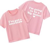 Big Sister T Shirts Tops Toddler Baby Girl Going to be a Big Sister Announcement Tees Clothes Novelty Gift Summer Outfit, I've Got a Secret-pink, 3-4 Years