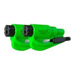 resqme The Original Emergency Keychain Car Escape Tool, 2-in-1 Seatbelt Cutter and Window Breaker, Made in USA, Lime Green Pack of 2- Compact Emergency Hammer