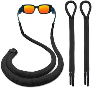 Favanty Floating Glasses Strap for Sport 2PCS(Black) Adjustable Anti-slip Sunglasses Strap for Men Women Kids,Surf Eye Glasses Holders Around Neck,Swim loupes strap Eyeglasses Lanyard