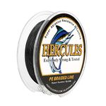 Hercules Super Strong 100M 109 Yards Braided Fishing Line 20 LB Test for Saltwater Freshwater PE Braid Fish Lines 4 Strands - Black, 20LB (9.1KG), 0.20MM