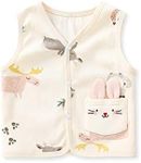 pureborn Toddler Girls Vest Waistcoat Sleeveless Jacket Top 2-3 Years Beige Animals in Forest