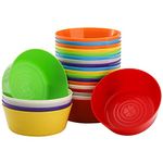 Frcctre Set of 24 Plastic Bowls, 11 Oz Colorful Snack Bowls Set, BPA Free Cereal Bowls, Unbreakable Bowls for Cereal, Soup, Snack, Dishwasher Safe, 8 Assorted Colors