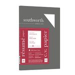 Southworth 100% Cotton Resume Paper, 8.5" x 11", 24 lb, White 100 Sheets