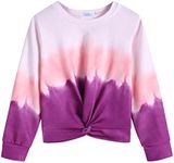 Arshiner Girls Casual Twist Front Sweatshirt Tie Dye Printed Long Sleeve Crop Tops Pullover