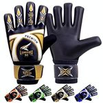 LUMAZU Football Goalkeeper Gloves for Kids Anti Slip Shock Absorption Padded Premium Soccer Goalie Gloves Wrist Protection for Girls Boys Goalkeeping (Gold, Size 6 Suitable for 13 to 15 Years Old)