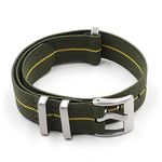 Men's French Troops Parachute Bag for NATO Nylon Elastic Belt Watchband 20mm 22mm Watch Strap (20mm, Green Yellow)