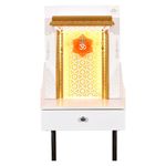 The Mandir Store Wooden Mandir | Wall Hanging Pooja Mandir | Home Temple in White Color with Strip Lights (Size L 40cm x W 30cm x H 60cm)