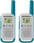 Motorola Solutions, Portable FRS, T114, Talkabout, Two-Way Radios, Battery Operated, 22 Channel, 16 Mile, White/Blue, 2 Pack