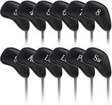 Golf Iron Head Covers, 12Pcs PU Golf Head Covers, Durable Golf Club Head Covers with Number Tags for Ping Titleist Callaway Taylormade Cobra (3-9 Pw Aw Sw Lw Lw)