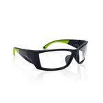 Sellstrom Stylish, Slip-Resistant, Anti-Fog Hard Coating Protective Eyewear Safety Glasses, Clear Lens, Co-Molded Temples, Soft Nose Piece (Qty 1), Black/Green, S72400