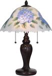 Bieye L30780 Hydrangea Flower Hand-Painted Glass Table Lamp with Metal Base, Blue, 14" W x 19" H