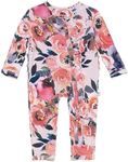 Posh Peanut Footless Baby Girl Pajamas - Viscose from Bamboo Ruffled Baby Sleepers with 2 Way Zipper for Easy Diaper Changes (9-12 Months) Dusk Rose