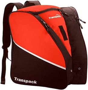 TRANSPACK Unisex Adults Edge Junior Water-Resistant Tough Durable Lightweight 43L Ski/Snowboard Boot Helmet Goggles & Gear Backpack Bag, Red