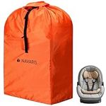 Navaris Baby Car Seat Travel Bag - Waterproof Durable Car Seat Carrier Cover with Address Tag for Airplane - Gate Check Bag with Carry Straps - Air Plane Baby Essentials - Orange