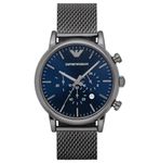 Emporio Armani Watch for Men, Chronograph Movement, 46 mm Gunmetal Stainless Steel Case with a Stainless Steel Strap, AR1979