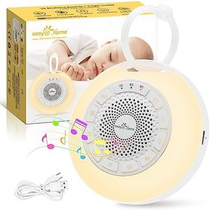 Easy@Home White Noise Machine: Tragbare Einschlafhilfe Babys mit weißem Rauschen | Nachtlicht | 26 Beruhigende Schlaflieder & Naturgeräusche | 3 Timer-Einstellungen | 7 Bunte Beleuchtung & USB