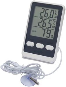 Indoor Outdoor Thermometer Hygrometer Weather Station, Humidity Monitor Battery Powered Inside Outside Temperature with 1.5metre Length Cable Sensor