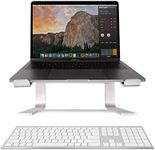 Macally Aluminum Silver Wireless Keyboard with an Ergonomic Silver Laptop Stand, Better Your Workspace