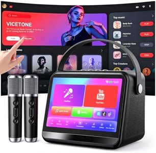 Karaoke Machine with Lyrics Display, Portable Bluetooth Speaker with 7 inch HD Touch Screen, WiFi Karaoke Player with 2 Wireless Mics for Home Party Family Gathering Birthday Gifts