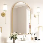 CASSILANDO Arched Mirror, 50×75cm Arched Bathroom Mirror, Metal Frame Mirror, Unique Wall Mounted Mirror, Gold Vanity Mirror for Living Room, Fireplace, Bedroom, Entryway