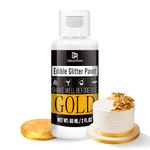 Edible Glitter Paint Set - 2 fl.oz Metallic Edible Cake Paint for Cake Decorating, Baking, Cupcakes, Candy - Food Grade Shimmer Art Decorative Paint Liquid Luster Dust for DIY Cookie, Fondant (Gold)