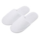 Echoapple 5 Pairs of Hotel Slippers, Non-Disposable Deluxe Closed Toe Spa Slippers, Washable and Foldable Winter Slippers for Spa, Party Guest and Travel (White, 4/5 UK)