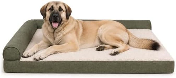 Furhaven Leaner Orthopedic Chaise Dog Bed, L-Shaped Bolster, Jumbo+, Sage