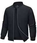 MAGCOMSEN Bomber Jacket Men Lightweight Jacket Full Zip Light Windbreaker Casual Stylish Golf Jackets Black L