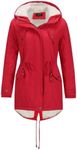 YYNUDA Womens Winter Hooded Coat Fleece Jacket Warm Ladies Coat Long Sleeve Parka Coat Red 4XL