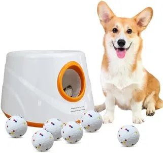 YXX-TECH Automatic Ball Launcher for Dogs with 6pcs 2.3 Inch Etpu Tennis Balls,Thrower Distance 20-45ft,interacive Dog Toys for Indoor/Outdoor for Small Or Medium Dogs