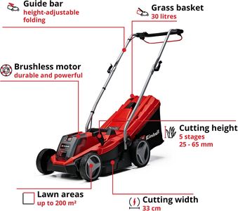 Einhell 18V Cordless Lawnmower – 33cm Cutting Width