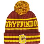 Concept One Harry Potter Beanie Hat, Hogwarts Collegiate Winter Knit Cap with Cuff and Pom, Gryffindor, One Size