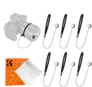 K&F Concept Lens Cap Keeper, 6 Pack Camera Lens Cap Leash with Elastic Loop + Microfiber Cleaning Cloth Kit, Lens Cap Holder for Canon, Nikon, Sony, Sigma, Fujifilm & Others SLR DSRL Mirrorless Lenses
