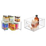 iDesign Pantry Storage Unit, Shelf Organiser Made of Durable Plastic and Metal & Stackable Storage Box with Handles, Large and Deep Plastic Fridge Box for Food and Kitchen Accessories Storage