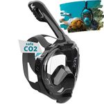 Khroom Full Face Snorkel Mask Adults and Kids 3 + | Certified CO2 Safe | Alternative to Snorkel Set | Snorkelling Equipment - Seaview Y (S/M Black)