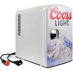 Coors Light CL04 Personal 6 Can AC/DC Portable Mini Fridge Thermoelectric Cooler for Home, Dorm, Bedroom, Car, Boat, Beverages, Snacks, Skincare, Cosmetics, Medication, 4 Liters, Gray