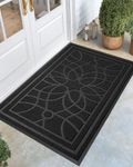 DEXI Large Door Mat Indoor Outdoor Mat, Rubber Indoor Mats for Entrance, All Weather Non Slip Heavy Duty Traps Dirt Inside Doormat Welcome Mat Outdoor, 3'x5', Black