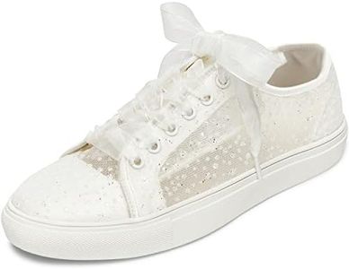 JIAJIA 8832A Wedding Shoes Bridal Sneakers Flats Bride Tennis Shoes Lace Sneakers Colour Ivory,Size 6.5 B(M) US/37 EU