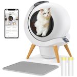 HoneyGuaridan Self Cleaning Cat Litter Box Automatic, APP Control Health Monitoring for Multiple Cats, Anti-Pinch/Odor-Removal Design, with 2 Rolls Garbage Bags/Mats