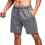 JustSun Mens Shorts with Pockets Running Shorts Gym Sports Casual Shorts Summer Jogger Training Grey M