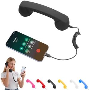 Retro Phone Handset, 2026 New Retro Style Type-C Phone Handset,Vintage Wired Plug in Handheld Cell Phone Receiver with Microphone, Suitable for Cell Mobile Video Conferences,Calls,Meetings (Black)