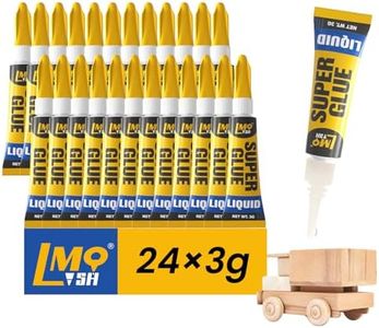 Super Glue 24x3g Liquid CA Glue, Clear Cyanoacrylate Adhesive Single Use for Shoe Sole Repair Ceramic Plastic Model Metal Wood Aquarium Leather Pottery Glass, Food Safe Strong and Instant Bonding