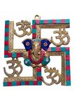 CRAFTHUT Elite Brass Wall Hanging Statue/Idol of Lord Ganesh/Ganpati a with Spiritual - Wealth at Home & Office, Handcrafted with Antique Look (8 x 0.5 x 8) Inches, Weight - 1100 GMS