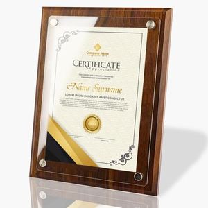 WOCOCN 14.96 x 11.41" Trophy Award, Wood Plaque Accommodates A4 Paper, Certificate Frame & Decorative Sign for Employee Appreciation, Recognition, Diploma, Thank You, Retirement, Anniversary (Wood Certificate Plaque, 1PCS)