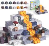 Dufvrpe Minecraft Magnetic Blocks - 128PCS Cavern Exploration - 1" Creative Magnacraft Magnetic Building Cubes Gift Set for Kids Ages 4-8