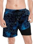 Men's Tight Fitting Swimsuit with 2-in-1 Inner Seam and Quick Drying Swimsuit Board Shorts (UK, Alpha, L, Regular, Regular, Color Six)