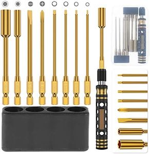 8 in 1 RC Tool Kit RC Car Tools Hex Driver Set 1.5mm 2.0mm 2.5mm 3.0mm & Hexagon Nut Driver 7mm 4mm & Flathead & Cross Head Screwdriver Hex Screwdriver Set for Car Hobby Tools